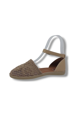 Zerhan 250 Kadın Vizon Makrome Örgü Sandalet Ayakkabı Vizon