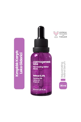 Cosmogenesis Labs %0.3 Retinol Serum 30ml - Kırışıklık ve Leke Karşıtı Canlandırıcı Sıkılaştırıcı Vegan (%10 Skualen)