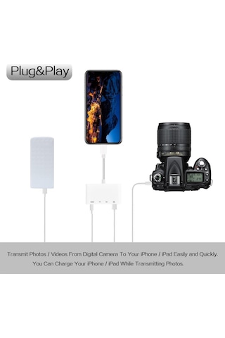 Apple Uyumlu iPhone X 11 12 13 Pro Plus Kart Okuyucu Kamera Bağlantı Kiti Şarj