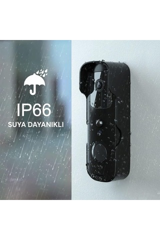 Yeco Bd-10 Akıllı Görüntülü Kapı Zili Hareket Sensörlü, Ip66, Wifi, Çift Yönlü Ses Siyah