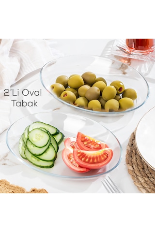 Paşabahçe 10357 2 Li Oval Servis Sunum Tabak Seti 21x16 Cm