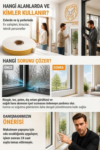 Tr 3 Metre Bölünebilir Kapı Pencere İzolasyon Süngeri 22x8 Mm Yapışkanlı Yalıtım Bandı 723806