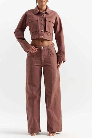 American Rag Cie Şık Ve Rahat Oversize Boyfriend Denim Pantolon - Mid Bel Geniş Paça Kahverengi