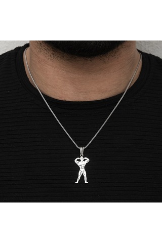 Yüzük Sanatı Vücut Geliştirme Sporcu Gümüş Erkek Kolye