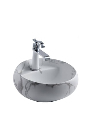 Lena - Tezgah Üstü Porselen Lavabo Mermer Desenli Outlet - Eh-4660m6- Diğer