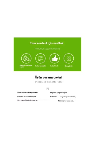 Jian Fan Manuel Mutfak Aleti 6 Parçalıket Çok Fonksiyonlu Yeşil