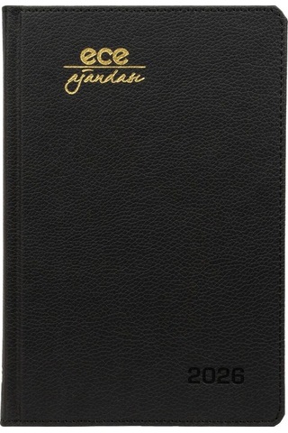Ece Ajandası Kemer 2026 Siyah - Günlük Çizgili Sert Kapak 14x20 Siyah