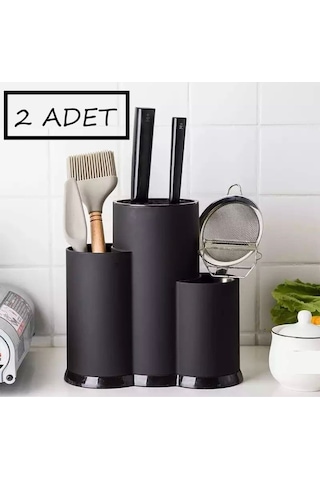 Bayev 2 Adet Rita Tezgah Üstü Bölmeli Kaşık Bıçak Standı Siyah Kaşıklık Bıçaklık Düzenleyici Organizer