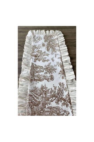 Fransız Soylusu Fırfırlı Vintage Kahverengi Runner Belirtilmemiş