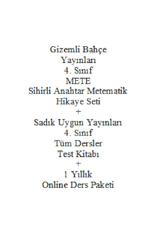 4. Sınıf Hikaye Kitabı Seti Gizemli Bahçe Yayınları Mete Sihirli Anahtar Metematik + Sadık U 4. Sınıf Tüm Çocuk Kitapları 41769670