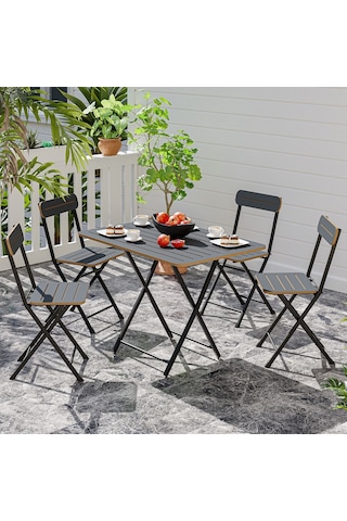 4 Kişilik Bistro Takım Bahçe Masa Sandalye Füme 1429 Füme