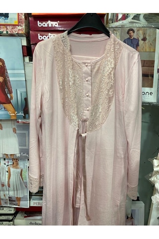 Nehir 2036 Pudra Hamile Lohusa 3lü Pijama Sabahlık Takım