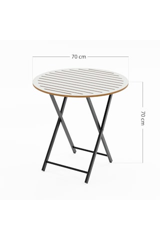Katlanır 4 Kişilik Yuvarlak Bahçe Masası Bistro Masa 70x70 Beyaz