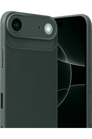 Newface Apple, Uyumlu iPhone 17 Air Auto Focus Karbon Kapak - Koyu Yeşil