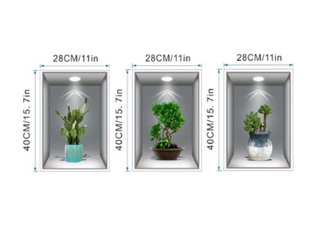3d Çiçek Vazo Duvar Sticker 3 Lü Set Gri Fon 4741 Akçaağaç