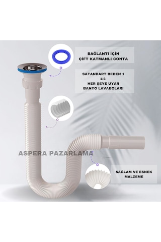 Güçlü Plastik Körüklü Lavabo Sifonu