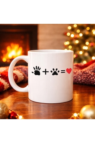 Northcity El Ve Pati Figürlü Sevgi Temalı Porselen Kupa Model 76 Hayvanseverlere Özel Anlamlı Tasarım, Kahve & Çay Kupası Diğer