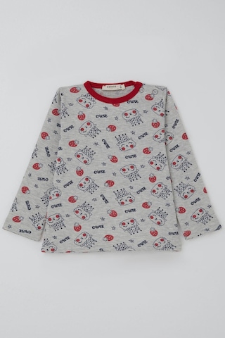 Breeze Kız Bebek Pijama Takımı Sevimli Kraliçe Desenli Çilekli 9 Ay-3 Yaş, Açık Gri Melanj Açık Gri Melanj