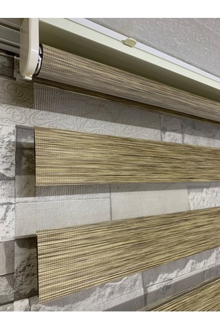 Bambu Açık Kahve Renk Zebra Perde (Etekli)