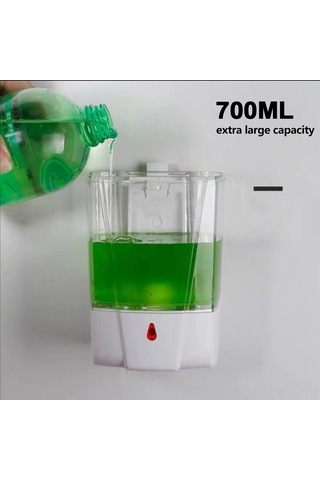 Gajeena Duvar Tipi Otomatik Algılama Sabun Dispenseri, 700ml Büyük Kapasite, Dokunmadan Sabun Verici, Şeffaf Gözlem Penceresi, Pil Dahil Değil Beyaz