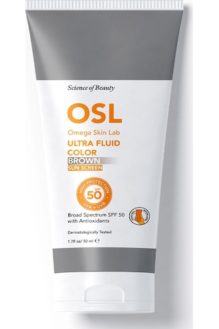Osl Omega Skin Lab Ultra Fluid Spf 50 Brown Color 50 Ml Renkli Güneş Koruyucu