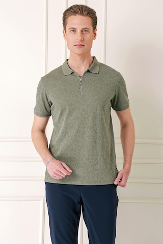Efor Slim Fit Fermuarlı Polo Yaka %100 Pamuk Haki Tişört Ts 877 Haki