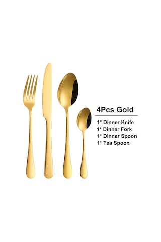 Agoodshop 8/12/16/20 Adet Altın Çatal Bıçak Takımı Siyah Paslanmaz Çelik Takım 3 Set 12pcs Gold Gold