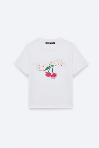 Grımelange LAZZIAR Kadın Oversize Bisiklet Yaka Beyaz T-Shirt