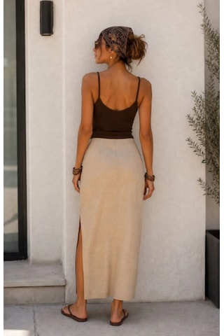 Trendol Fashion Life Ribana Kumaş Askılı Atlet Kahverengi