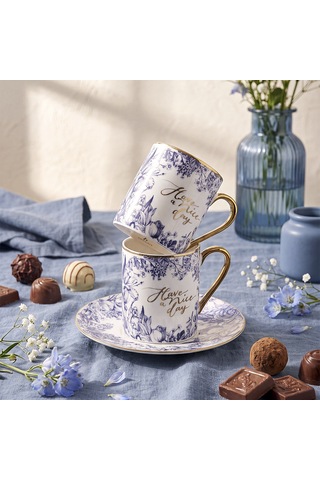 Aryıldız Lavanya Blue 4 Parça 2 Kişilik Kahve Fincan Takımı 90 Ml Çok Renkli
