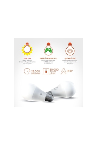 Günsan 10'lu Led Ampul 5w Sarı Işık E27 3000k 220-240v Diğer