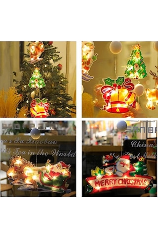 Novahub Noel Baba Kayak Yapan Led Işık Pencerede Kullanım Dekorasyon Pil Dahil Değil