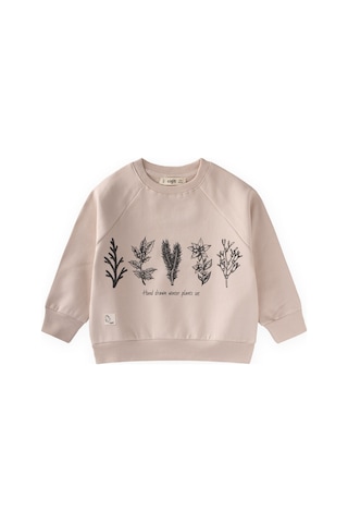 Cigit Ağaç Baskılı Sweatshirt 1-7 Yaş Kum Kum Rengi