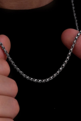 3mm Pullu Arnavut Erkek Gümüş Zincir Işıklı Kutuda Sevgiliye Eşe Babaya Kolye Gümüş