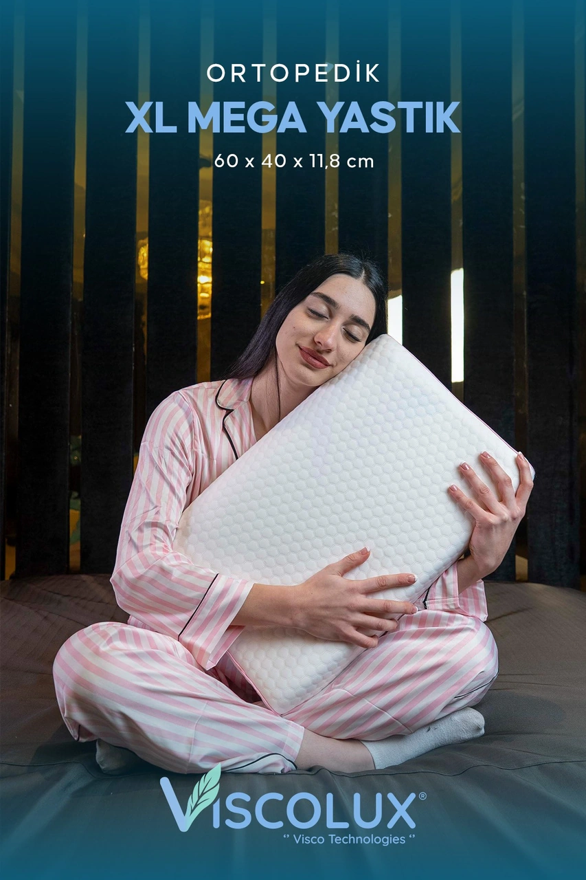 Mega Boy Ortopedik Yastık - Boyun Destekli Visco Yastık 60x40x11/8 Pembe