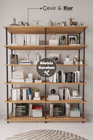 Çevir Kur 150 Cm Atlantik Çam Kitaplık Atlantik Çam