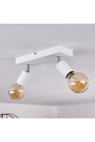 Riolight Modern Beyaz 2xe27 Mafsallı Hareketli Başlık Glop Ampul Hariç Metal Spot Avize Beyaz