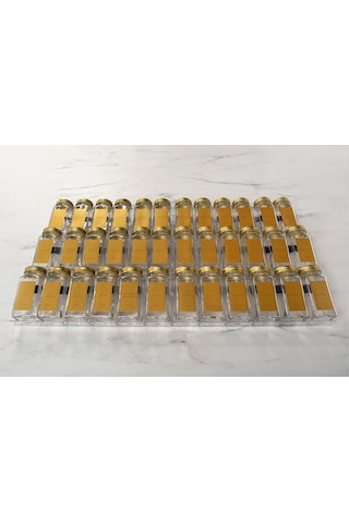 Mienda Home 36'lı Cam Baharatlık Seti Gold Kapaklı Etiketli Baharatlık Takımı Mh00gld36 Gold - Şeffaf