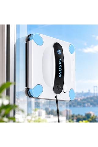 Yasomi WS44 4'lü Su Püskürtme Uygulama Bağlantılı Uzaktan Kumandalı Akıllı Cam Silme Robotu Beyaz - Siyah - Mavi