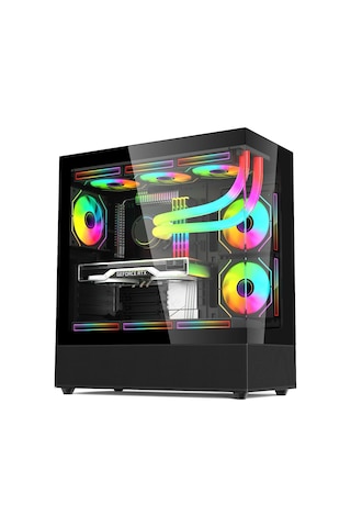 Gametech Phantom 6 x 120 MM RGB Fanlı Oyuncu Bilgisayar Kasası Siyah