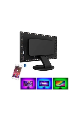 Plentiful Tv Arkası Bluetooth Rgb Usb Silikonlu Led Şerit Aydınlatma 16 Renk - 3 Metre