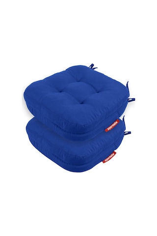 Sandalye Minderi 2'li Set 42x42x8 Cm Kalın Çift Kat Pofidik Minder Yıkanabilir Fermuarlı Su Ve Yağ İtici Mavi Diğer