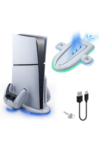 Ps5 Slim & Ps5 Slim Dijital Uyumlu Rgb Işıklı Soğutucu Fanlı Şarj