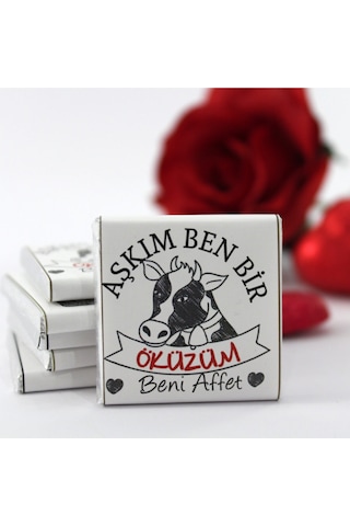 Dark Brown Beni Affet Sevgilim- Aşkım Ben Bir Öküzüm Çikolata Bitter ve Sütlü Madlen 72 Adet