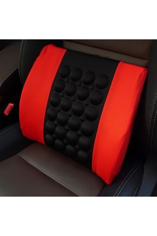Otomotiv Evrensel Elektrikli Masaj Lomber Yastık Araba Destek Pedi Siyah Kırmızı