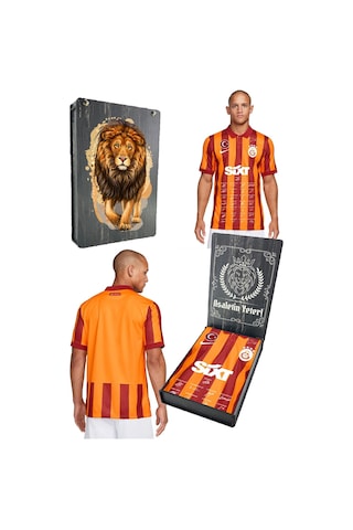 Galatasaray Lisanslı 100. Yıl İmzalı Forma Gs Aslan Baskılı Hediyelik Ahşap Kutulu Sarı - Kırmızı