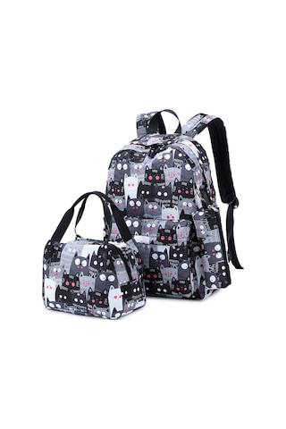 "3 Adet 2025 Baskılı Büyük Kapasiteli Öğrenci Okul Çantası-Siyah