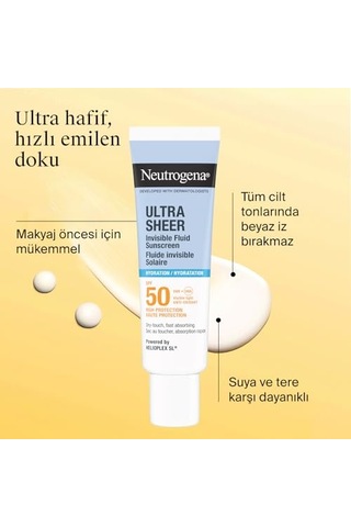 Neutrogena Ultra Sheer Hydrating Fluid Spf50 Yüz Güneş Koruyucu 50 Ml