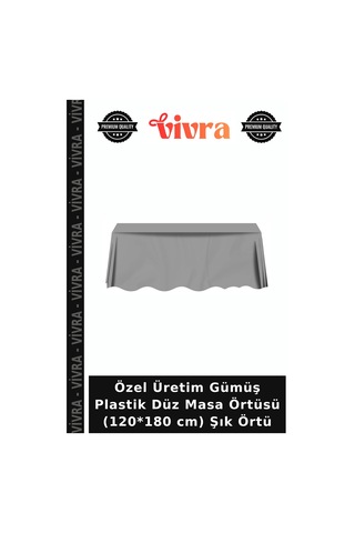Özel Üretim Gümüş Plastik Düz Masa Örtüsü 120 180 Cm Şık Örtü