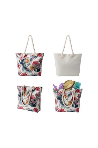 Lichen Büyük Plaj Tote Çanta Fermuarlı Kanvas Bez Çanta Halat Çok Renkli